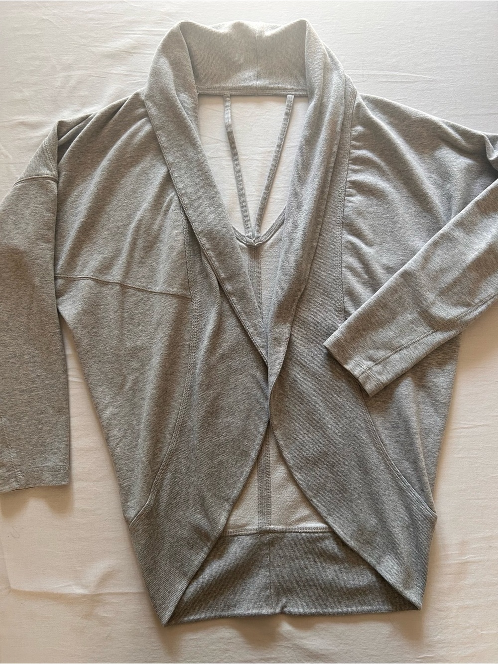 Zella Gray Open Back Dolman Sleeve Yoga Wrap Cardigan Medium - Picture 8 of 8